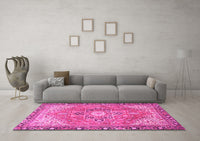 Machine Washable Persian Pink Traditional Rug, wshtr2941pnk