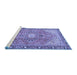 Sideview of Machine Washable Persian Blue Traditional Rug, wshtr2941blu