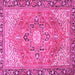 Square Machine Washable Persian Pink Traditional Rug, wshtr2941pnk