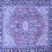 Square Machine Washable Persian Blue Traditional Rug, wshtr2941blu