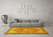 Machine Washable Persian Yellow Traditional Rug in a Living Room, wshtr2941yw