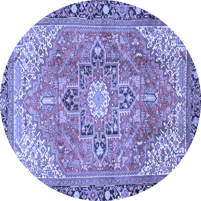Round Persian Blue Traditional Rug, tr2941blu