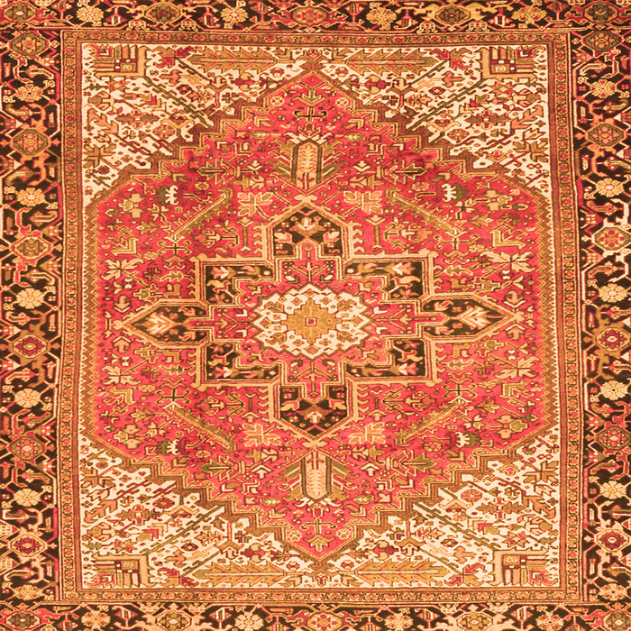 Round Machine Washable Persian Orange Traditional Area Rugs, wshtr2941org