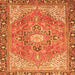 Round Machine Washable Persian Orange Traditional Area Rugs, wshtr2941org