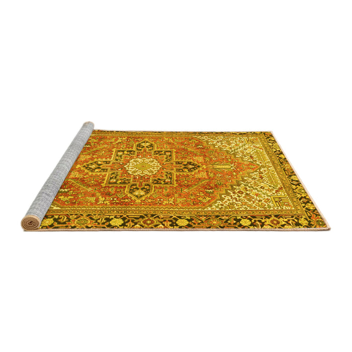 Sideview of Machine Washable Persian Yellow Traditional Rug, wshtr2941yw