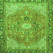 Round Machine Washable Persian Green Traditional Area Rugs, wshtr2941grn