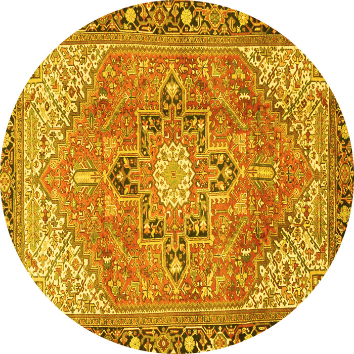 Round Persian Yellow Traditional Rug, tr2941yw