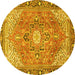 Round Persian Yellow Traditional Rug, tr2941yw