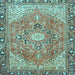 Square Machine Washable Persian Light Blue Traditional Rug, wshtr2941lblu