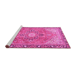 Sideview of Machine Washable Persian Pink Traditional Rug, wshtr2941pnk