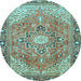 Round Persian Light Blue Traditional Rug, tr2941lblu