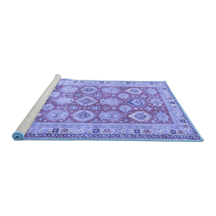 Sideview of Machine Washable Oriental Blue Traditional Rug, wshtr2942blu