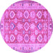 Round Oriental Purple Traditional Rug, tr2942pur