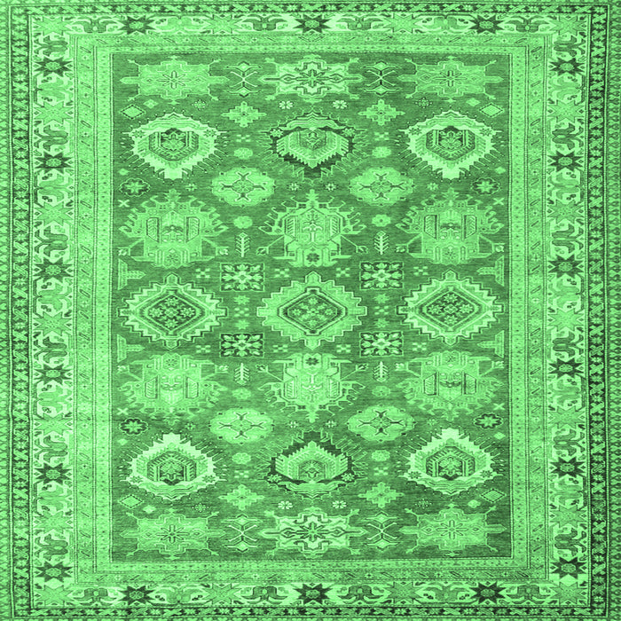 Square Oriental Emerald Green Traditional Rug, tr2942emgrn