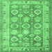 Square Oriental Emerald Green Traditional Rug, tr2942emgrn