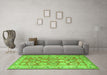 Machine Washable Oriental Green Traditional Area Rugs in a Living Room,, wshtr2942grn