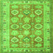 Round Machine Washable Oriental Green Traditional Area Rugs, wshtr2942grn