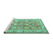 Sideview of Machine Washable Oriental Turquoise Traditional Area Rugs, wshtr2942turq