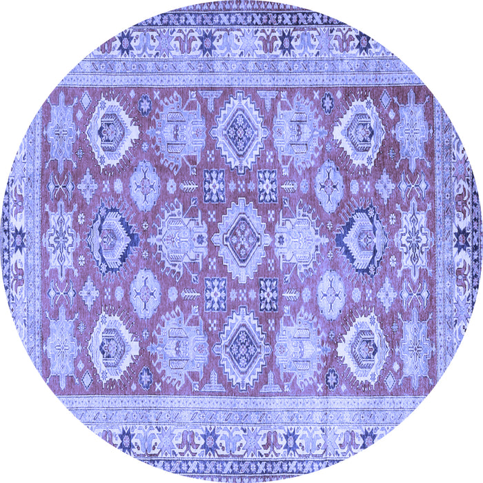 Round Oriental Blue Traditional Rug, tr2942blu