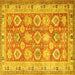 Square Machine Washable Oriental Yellow Traditional Rug, wshtr2942yw