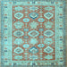 Square Machine Washable Oriental Light Blue Traditional Rug, wshtr2942lblu