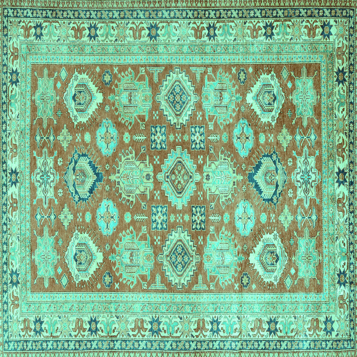 Square Oriental Turquoise Traditional Rug, tr2942turq