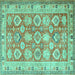 Square Oriental Turquoise Traditional Rug, tr2942turq