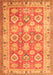 Serging Thickness of Machine Washable Oriental Orange Traditional Area Rugs, wshtr2942org