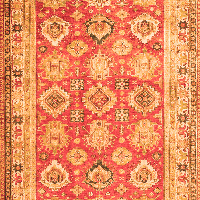 Serging Thickness of Machine Washable Oriental Orange Traditional Area Rugs, wshtr2942org