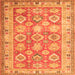 Round Machine Washable Oriental Orange Traditional Area Rugs, wshtr2942org