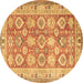 Round Oriental Brown Traditional Rug, tr2942brn