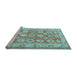 Sideview of Machine Washable Oriental Light Blue Traditional Rug, wshtr2942lblu