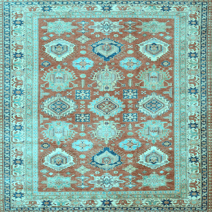 Square Oriental Light Blue Traditional Rug, tr2942lblu