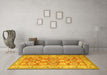 Machine Washable Oriental Yellow Traditional Rug in a Living Room, wshtr2942yw