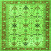 Round Machine Washable Oriental Green Traditional Area Rugs, wshtr2943grn