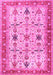 Machine Washable Oriental Pink Traditional Rug, wshtr2943pnk