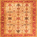 Round Machine Washable Oriental Orange Traditional Area Rugs, wshtr2943org