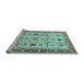 Sideview of Machine Washable Oriental Light Blue Traditional Rug, wshtr2943lblu