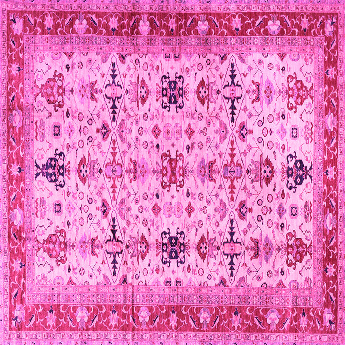 Square Machine Washable Oriental Pink Traditional Rug, wshtr2943pnk