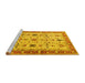 Sideview of Machine Washable Oriental Yellow Traditional Rug, wshtr2943yw