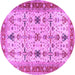 Round Machine Washable Oriental Purple Traditional Area Rugs, wshtr2943pur