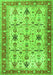 Serging Thickness of Machine Washable Oriental Green Traditional Area Rugs, wshtr2943grn