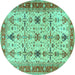 Round Oriental Turquoise Traditional Rug, tr2943turq