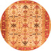 Square Oriental Orange Traditional Rug, tr2943org