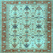 Square Oriental Light Blue Traditional Rug, tr2943lblu