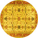 Round Oriental Yellow Traditional Rug, tr2943yw