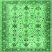 Square Oriental Emerald Green Traditional Rug, tr2943emgrn