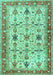 Machine Washable Oriental Turquoise Traditional Area Rugs, wshtr2943turq