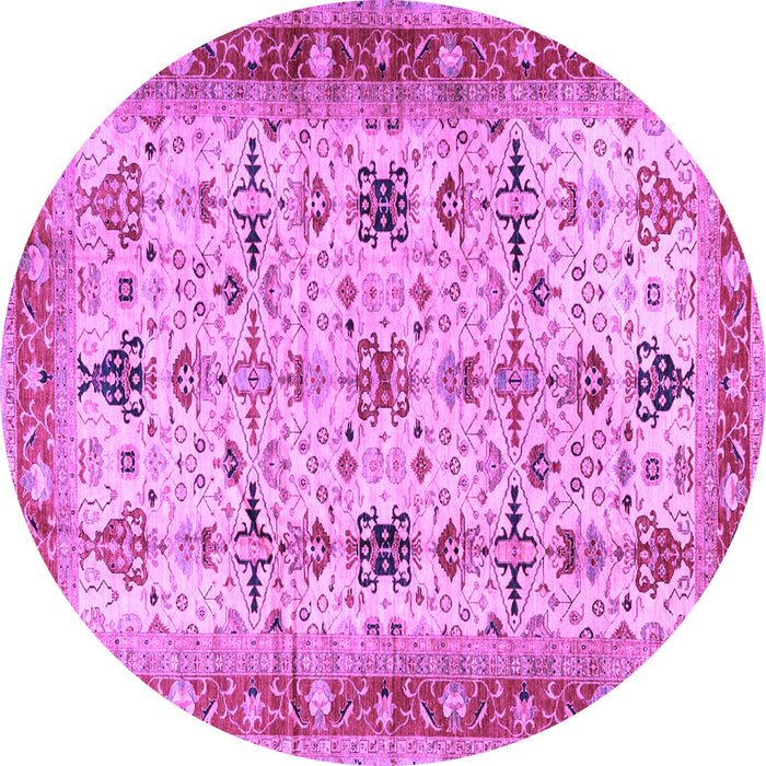 Round Oriental Purple Traditional Rug, tr2943pur