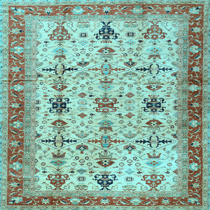 Square Machine Washable Oriental Light Blue Traditional Rug, wshtr2943lblu